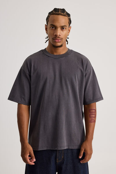 Heavy Weight Box Fit Tshirt, WASHED BLACK