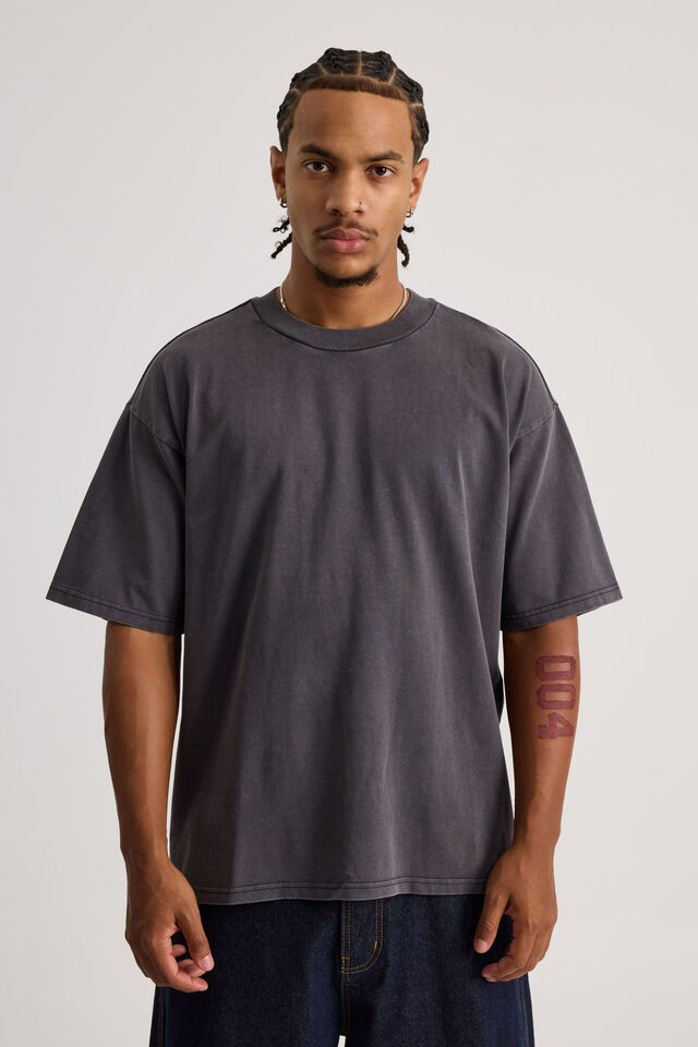 Heavy Weight Box Fit Tshirt, WASHED BLACK