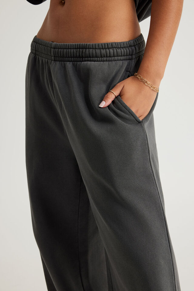 Classic Wide Leg Trackpant, WASHED BLACK