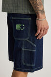 Half Half Painter Baggy Denim Short, RAW INDIGO/FAIRWAY GREEN - alternate image 2