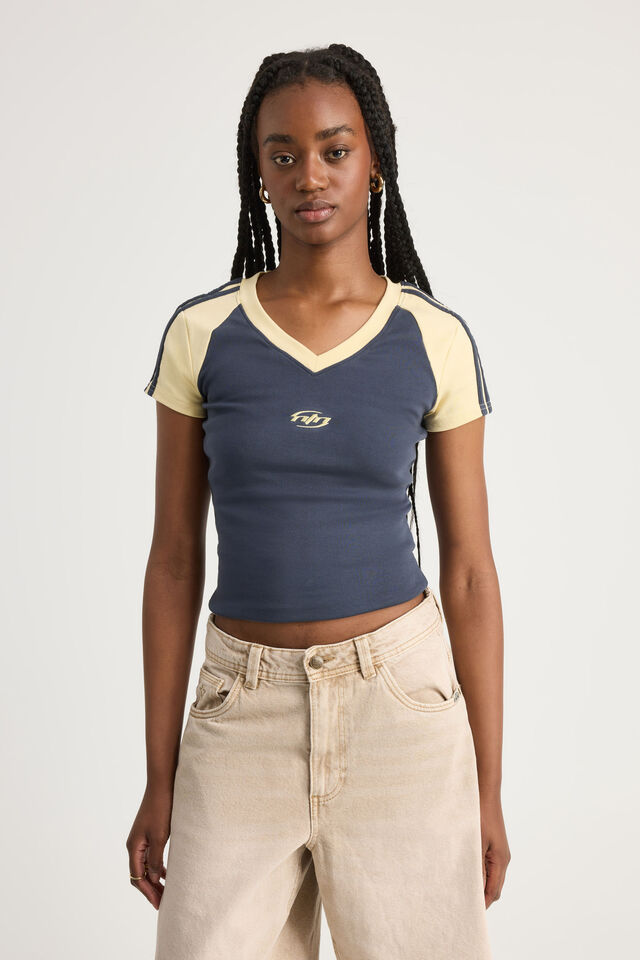 Fitted Graphic Tee, SEAL/DAFFODIL NTN