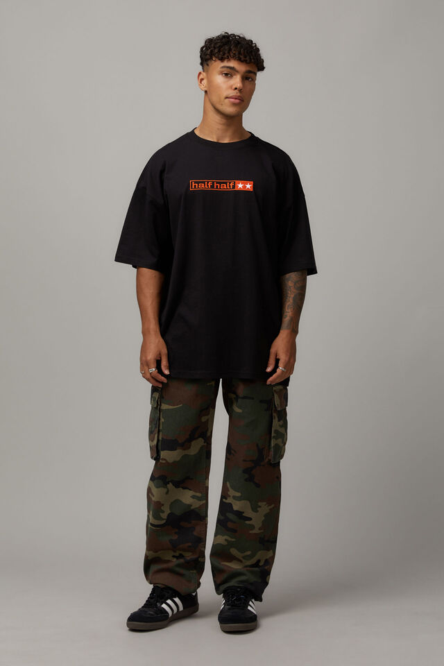 Half Half Straight Cargo Pant, CAMO