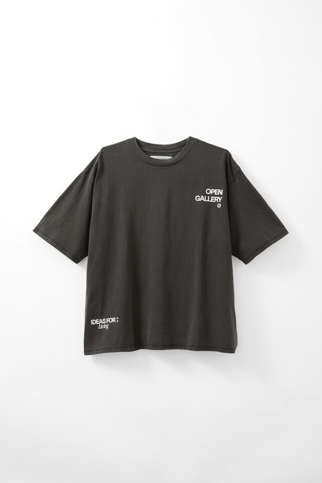 Open Gallery Box Fit Tshirt, OG WASHED BLACK/SHARP EDGES
