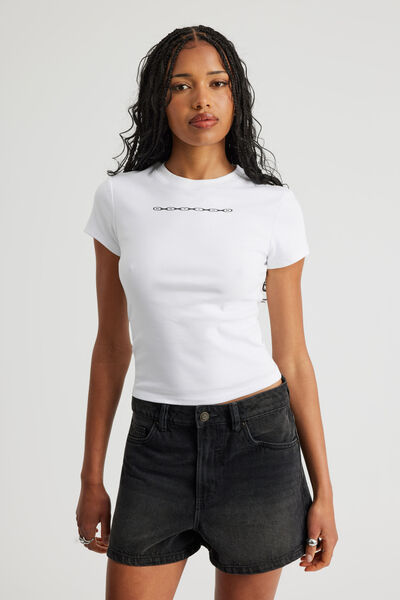Fitted Graphic Tee, WHITE/NTN 192
