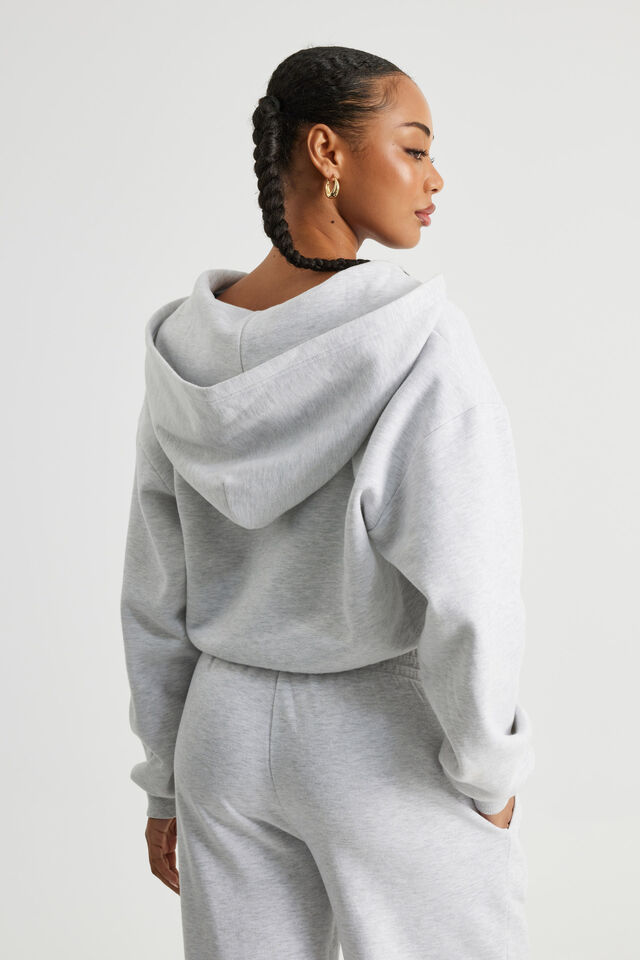 Harper Zip Through Hoodie, SILVER MARLE