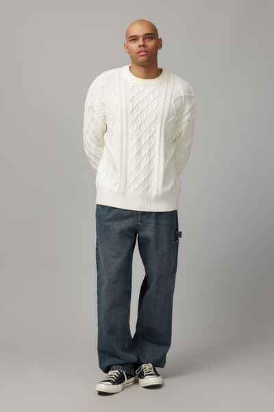 Cable Knit Crew, NEUTRAL