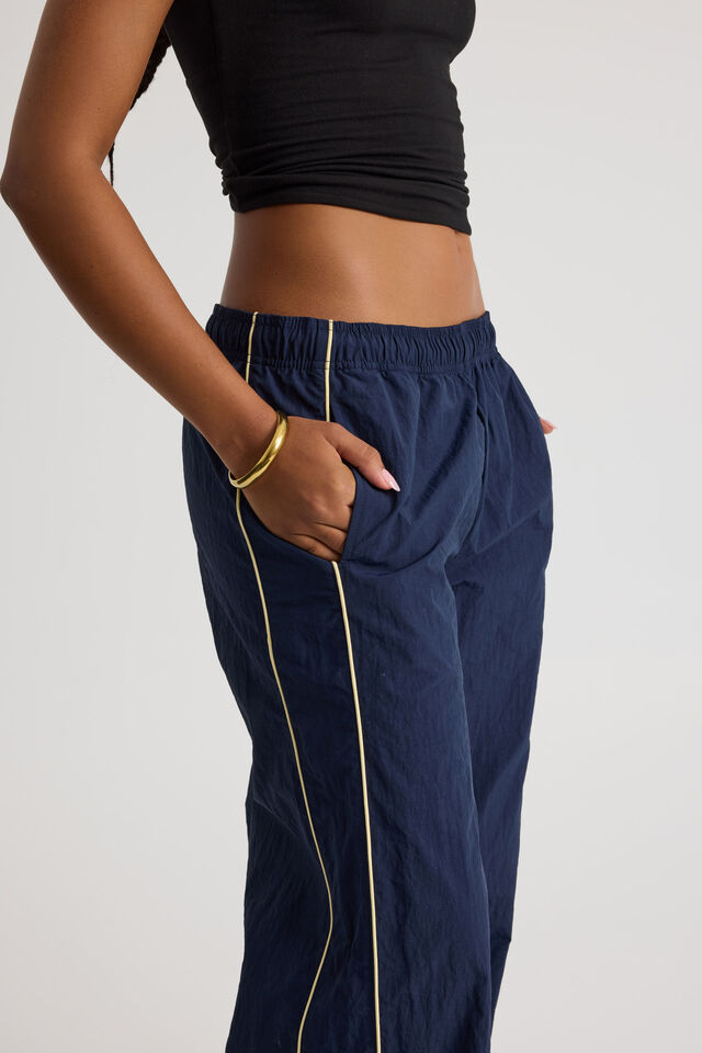 Freya Wide Leg  Woven Sporty Trackpant, NAVY BLAZER