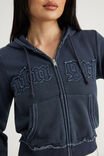 Fitted Zip Through Hoodie, NTN WASHED SEAL - example image 4