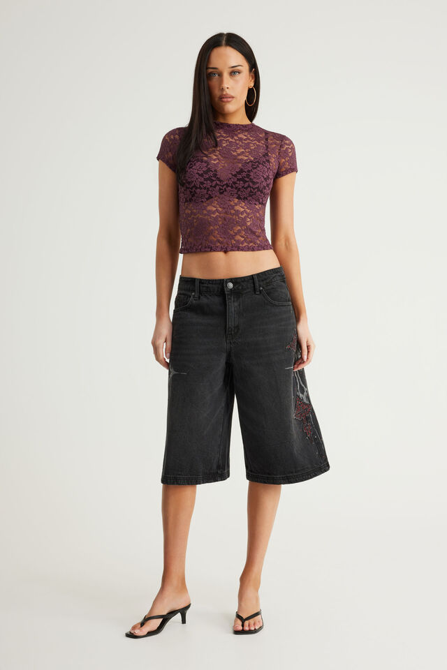 Romy Baggy Jort, RITUAL BLACK/CROSSES