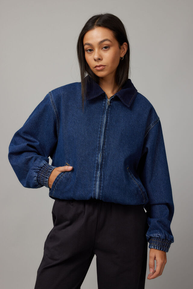 Milly Denim Bomber Jacket, DARK DENIM