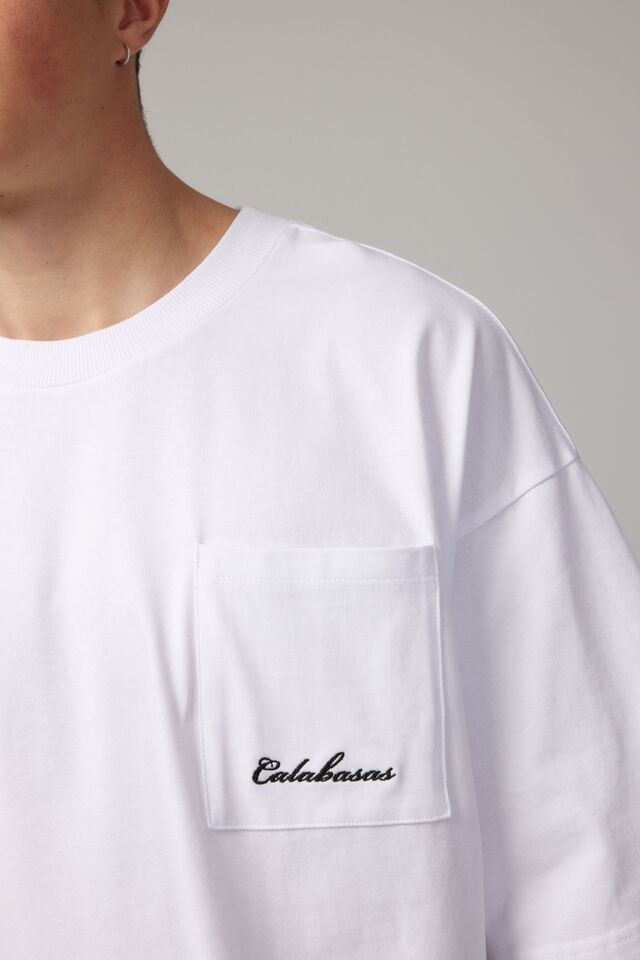 Heavy Weight Box Fit Pocket Tshirt, UC WHITE/POCKET CALABASAS