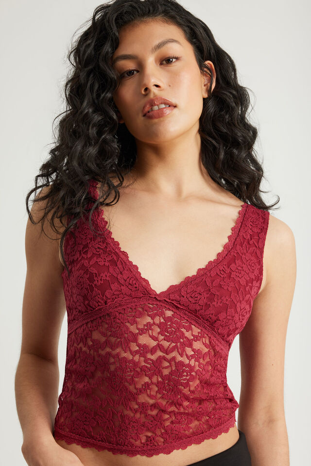Lace V Neck Tank, SHIRAZ