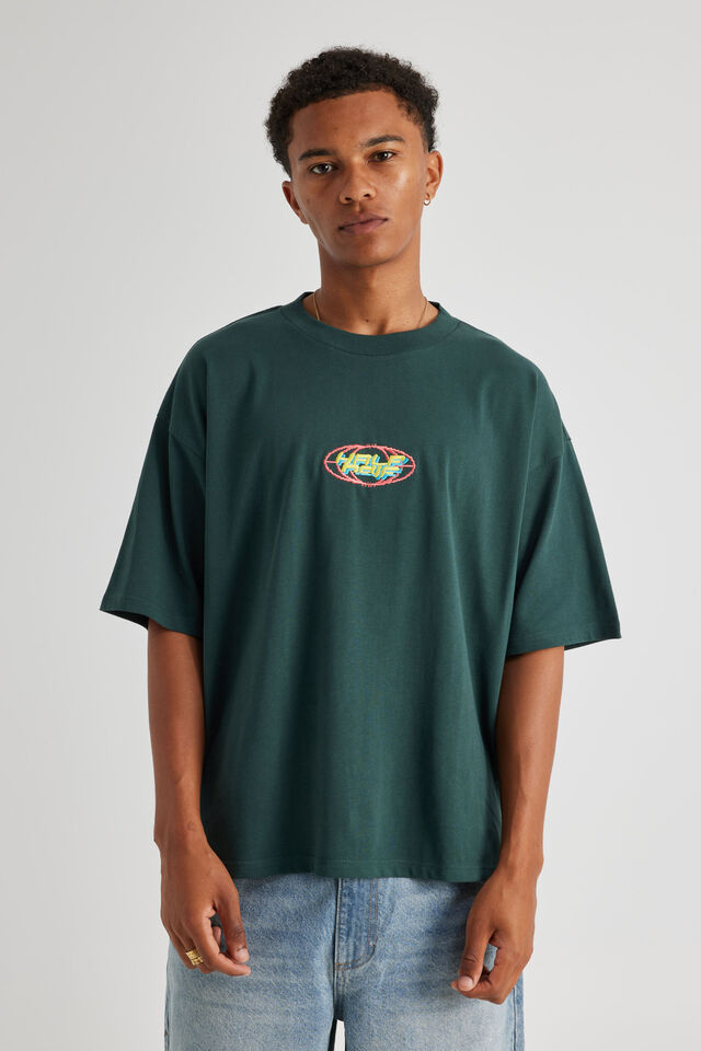Half Half Heavyweight Box Fit Graphic Tshirt, HH IVY GREEN/DIGITAL GLOBE
