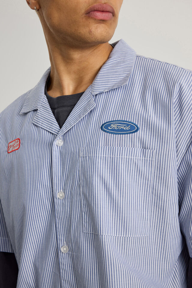 Lcn Ford Short Sleeve Shirt, LCN FORD STRIPE MOTO COMPANY