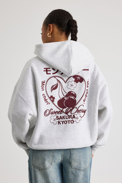Harley Slouchy Hoodie, SILVER MARLE/SAKURA KYOTO