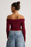 Shay Off Shoulder Long Sleeve Top, CHERRY LACQUER - alternate image 3
