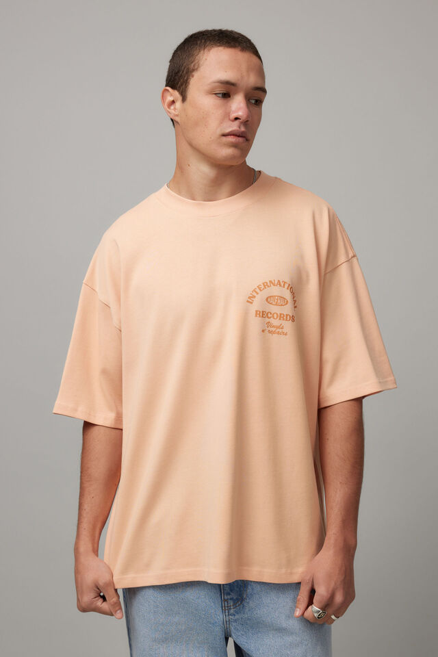 Heavy Weight Box Fit Graphic Tshirt, HH ORANGE/HALF HALF RECORDS