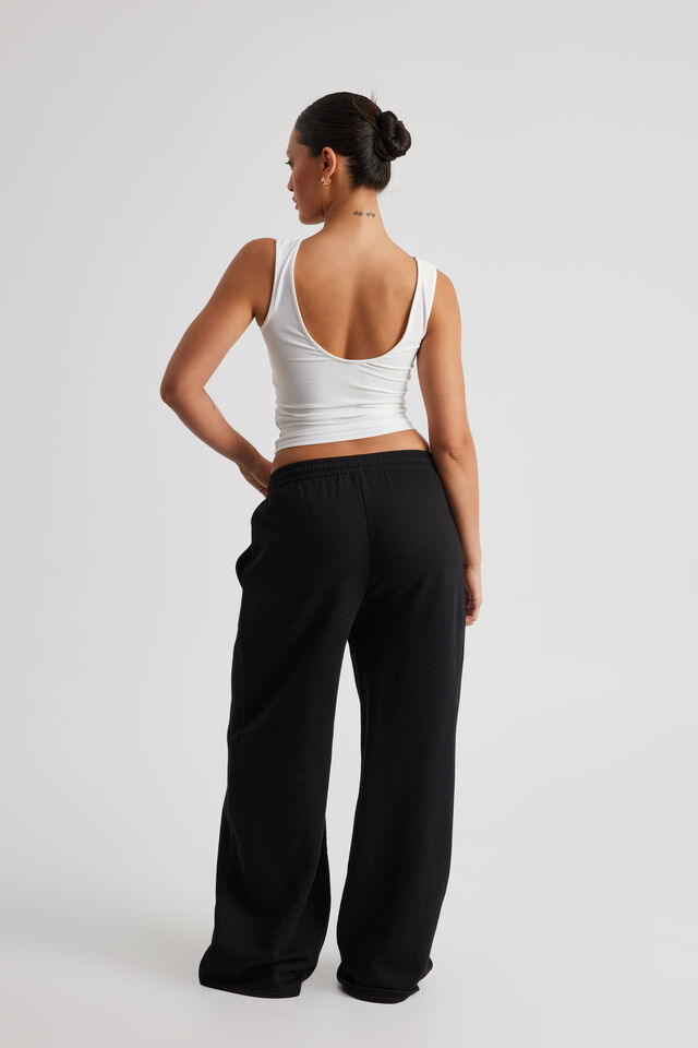Classic Wide Leg Trackpant, BLACK