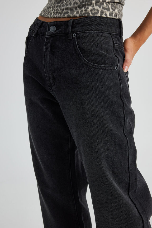 Mid Rise Straight Jean, WASHED BLACK