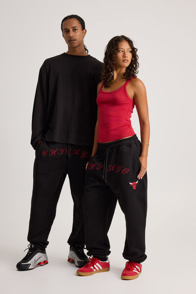 Nba Track Pant, LCN NBA BLACK/BULLS SUPERSCRIPT
