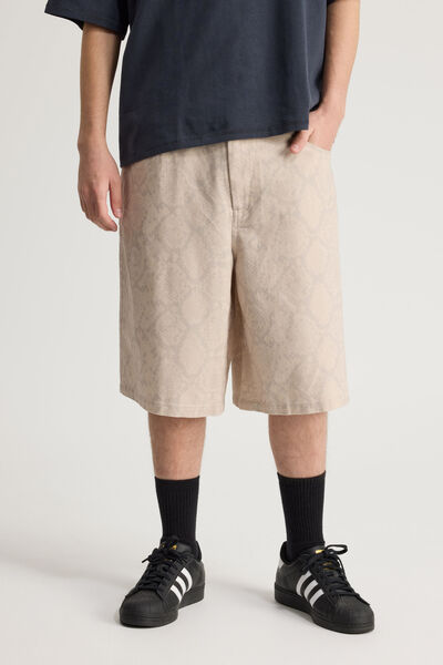 Half Half El Grande Denim Short, PEBBLE SNAKESKIN