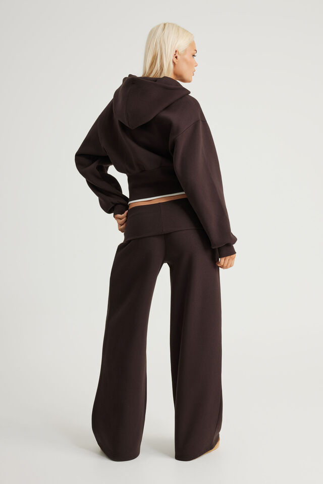Wide Waistband Trackpant, CHOC NOIR