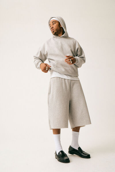 Baggy Track Short, GREY MARLE