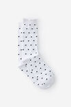 WHITE W BLK POLKA DOT