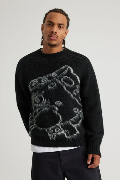 Spongebob Squarepants X Half Half Knit, LCN NIC BLACK/SPONGEBOB OUTLINE