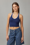 Holly Halter Top, NAVY/WHITE - alternate image 1