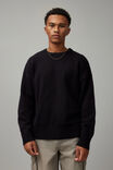 Boxy Crew Neck Knit, BLACK - alternate image 1