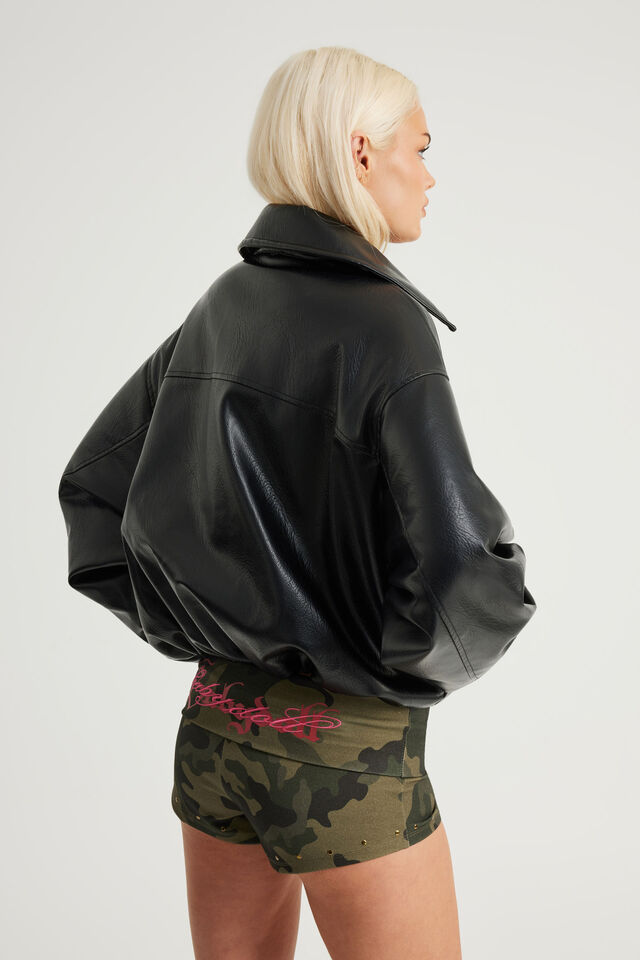 Bowery Padded Faux Leather Jacket, NOIR