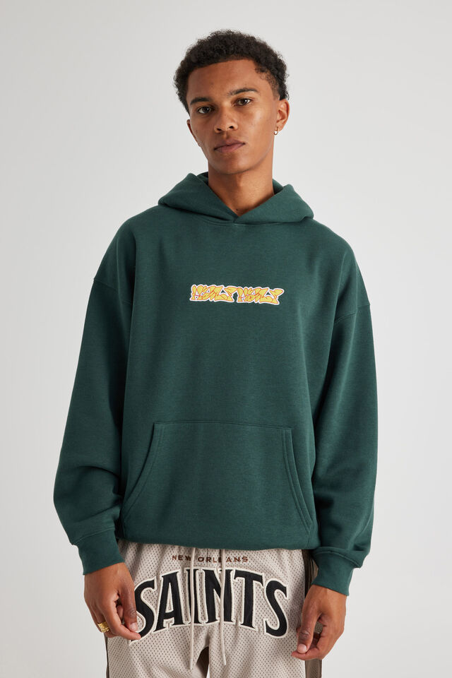 Half Half Hoodie, HH IVY GREEN/HALF HALF GRAFFITI