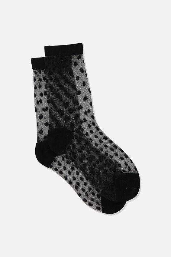 Jacquard Mesh Sock, BLACK MINI DOBBY