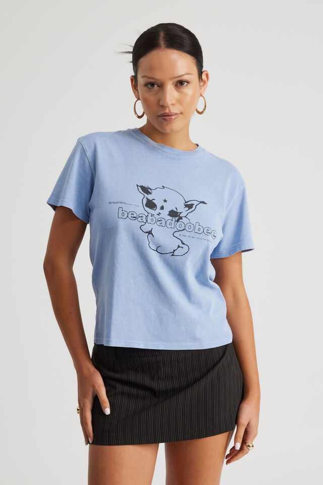 Music Merch Regular Tee, LCN BRA WASHED BLUE CHALK/BEABADOOBEE