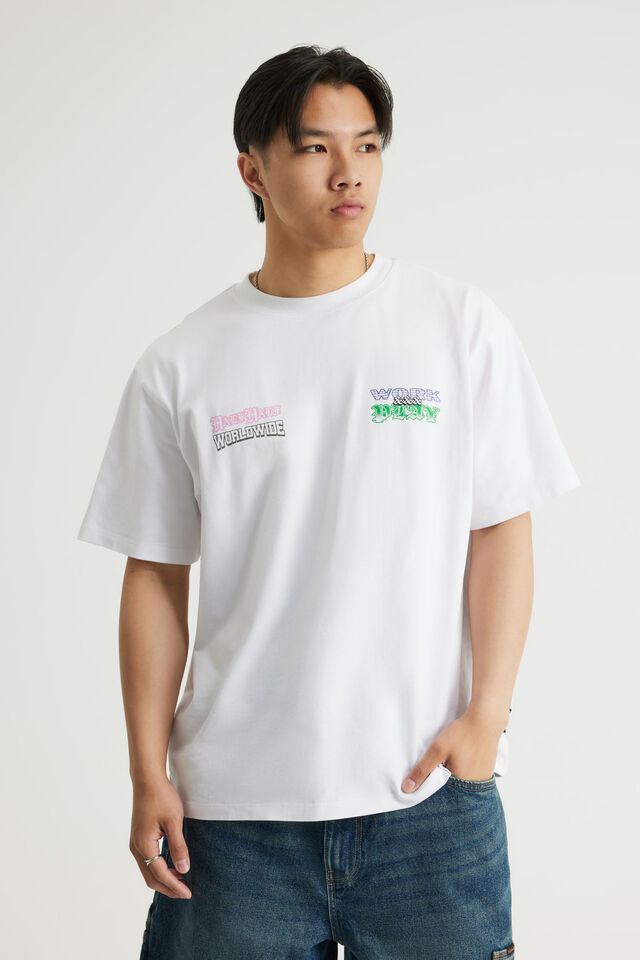 Half Half Heavyweight Core Fit Tshirt, HH WHITE/STACKER