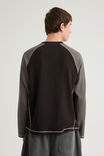 Notion Contrast Waffle Long Sleeve Tshirt, NTN BLACK/IRON PANELLED - example image 3