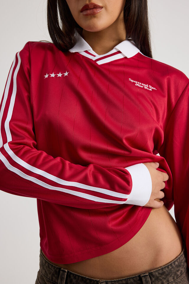 Long Sleeve Fitted Sports Jersey, CRANBERRY JUICE/SPORTS & REC