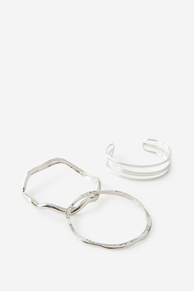 Warped Bangle Pack, SILVER