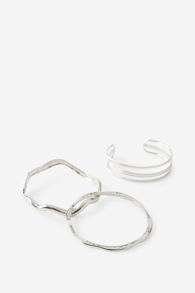 Warped Bangle Pack, SILVER