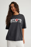 Oversized Graphic Tee, WASHED BLACK/AMORE STAR - alternate image 1