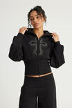 Notion Corset Zip Through Hoodie, NTN BLACK/UNHOLY - example image 1