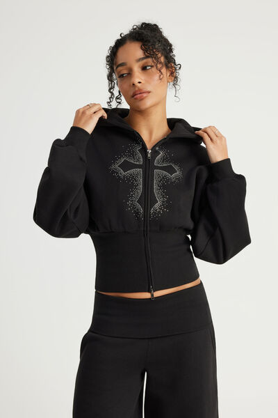 Notion Corset Zip Through Hoodie, NTN BLACK/UNHOLY