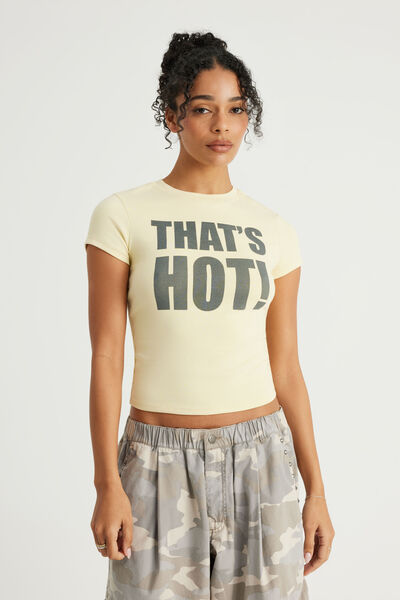 Fitted Graphic Tee, LEMON BUTTER / THAT S HOT