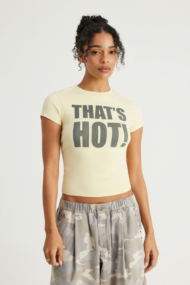 Fitted Graphic Tee, LEMON BUTTER / THAT S HOT