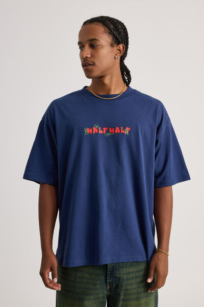 Half Half Heavyweight Box Fit Graphic Tshirt, HH ACADEMY BLUE/TOY SOLDIERS