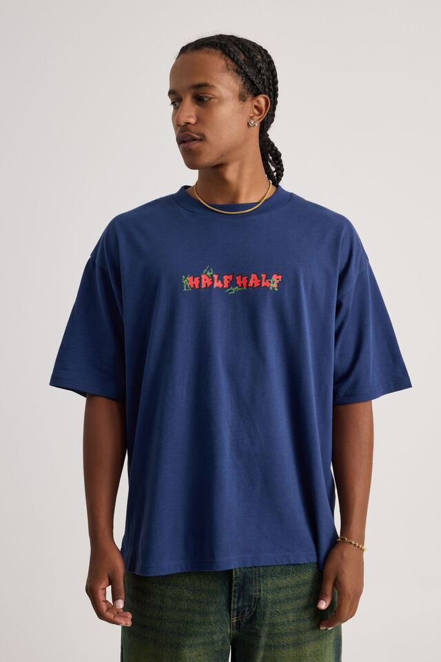 Half Half Heavyweight Box Fit Graphic Tshirt, HH ACADEMY BLUE/TOY SOLDIERS