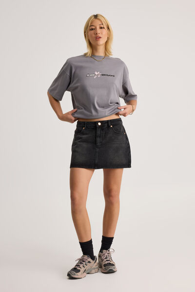 The Everyday Denim Skirt, MIDNIGHT BLACK