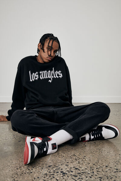 Elite Oversized Crew, BLACK/WHITE/LOS ANGELES