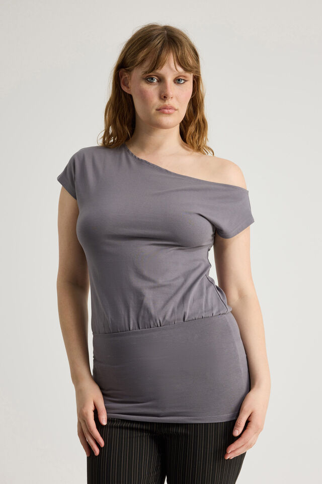 Batwing Longline Top, ASH GREY